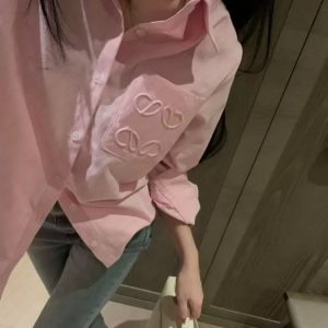 Women's designer shirt, early spring summer shirt top, new pocket embossed badge, bull spun shirt jacket