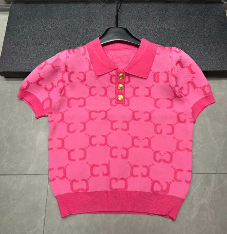 luxury Knitted Polos Shirts Top Luxury Women Knits Tops Short Sleeve Designer Casual Shirts