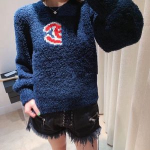 Women's o-neck terry cloth long sleeve warm thickening sweater tops SMLXL