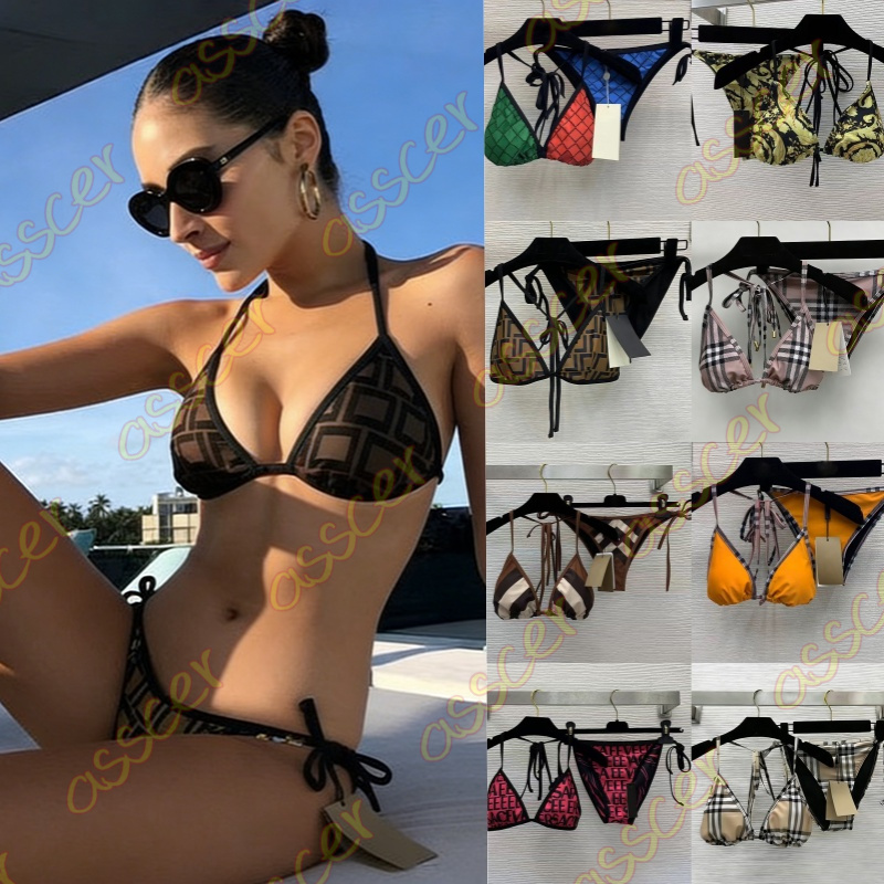 Womens maillot de bain bikini designer swimsuit women swimsuits designer womens bikini designer ladies bikini set fashion plaid beach swimsuit bathing suit