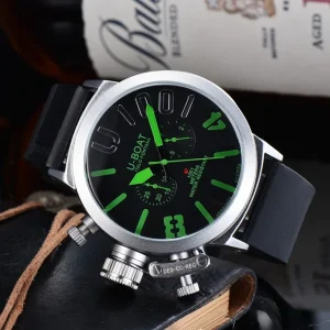 U Big Boat Watch 2025 Five-pin Men's Sport Silver black rubber Classic Dome luxury brand watch from Wind Montre de