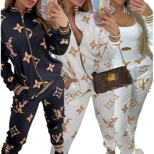 Designer Tracksuits Womens Jackets Pants Suit Casual Print Sports Set Fashion Blend Two Piece Sets Autumn Winter Hoodies Legging Clothing