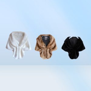 Women Lady Bolero Shrug Cape Black White Brown Stylish Plush Faux Fur Shawl Wrap Bridal Wedding Jacket Gilet Stole Waistcoat665755