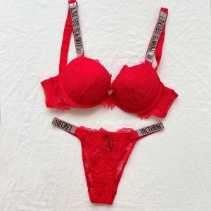 Bras Sets New VS Push Up Bra Set Lace Bra And Panty Set Sexy Womens Embroidery Dp V Lingerie Set Good Quality Pretty Underwear Y240920Y9O6