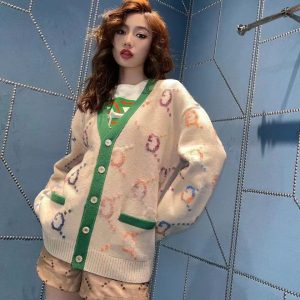 Designer Sweater Women's Autumn Cardigan letter knitting fashion Long Sleeve Women High End Jacquard Cardigan knitting Sweaters Coats
