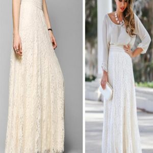 white cotton long lace skirt Summer Beach Wedding Skirt Retro Wedding Look 223M