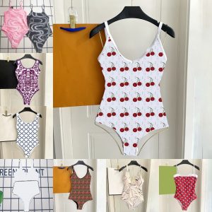 Women's Swimwear Women Sexy Bikini Designer Contrast One Piece Swimsuits Summer Pool Holidays Printed Bathing Suits
