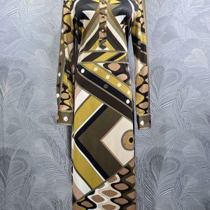 PU Style Jersey Silk Runway Dress Spring Autumn Women Turn-down Collar Single Breasted Fashion Long Vestidos Classic Printing Elegant