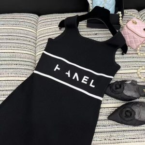 France dresses Designer dress womens Casual fashion luxury letter embroidery high waisted sexy sleeveless