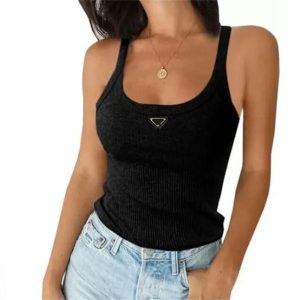 Designer Women's T-Shirt Badge Luxury Brand Cotton Round Neck Tshirts Womens Sleeveless Fashion Summer Cropped Tops 15 Colors Ladies Tanktop
