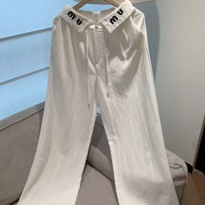 Fashion designer ice silk fabric New Embroidered High Waist Slimming Elegant Fashion All-match Loose Comfortable Casual Denim Wide Leg Pants for Women High-end S--2XL