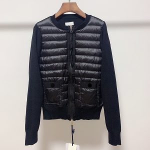classic autumn winter women knit down jacket arm badge woman cardigan knits fashion doudoune size 1--4