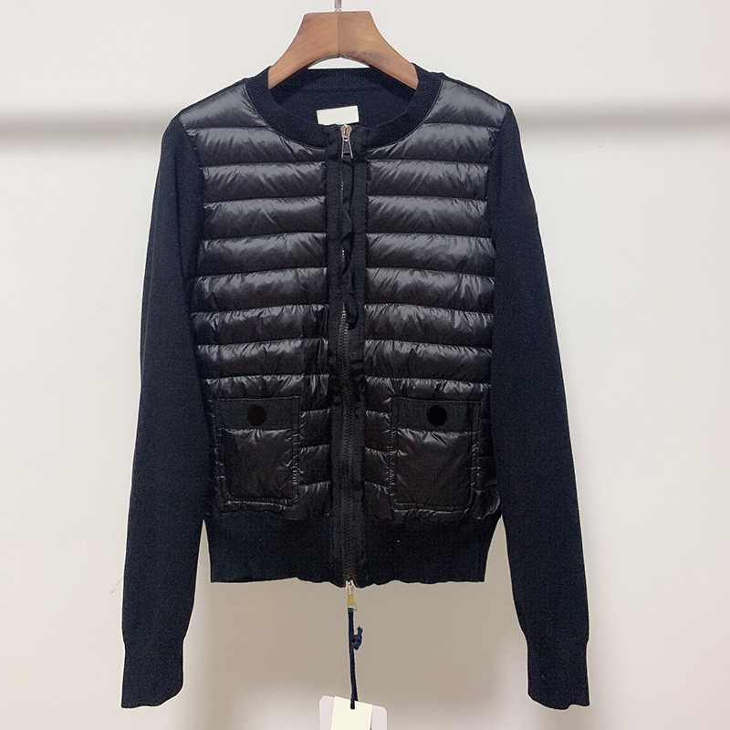 classic autumn winter women knit down jacket arm badge woman cardigan knits fashion doudoune size 1--4