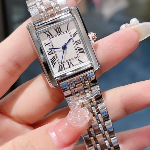 Luxury Womens Square TANK Watch Designer Watches Premium Quartz Movement Stainless Steel Bracelet Sapphire Glass Waterproof women Wristwatches