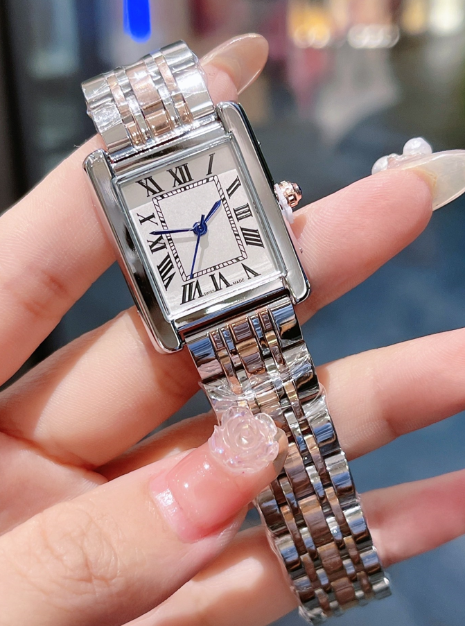 Luxury Womens Square TANK Watch Designer Watches Premium Quartz Movement Stainless Steel Bracelet Sapphire Glass Waterproof women Wristwatches