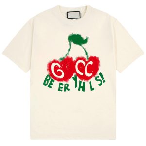 Top Grade letters cherry designer t shirt for women men unisex fashion hip hop half sleeves white 3D flowers print loose casual top clothes t-shirt