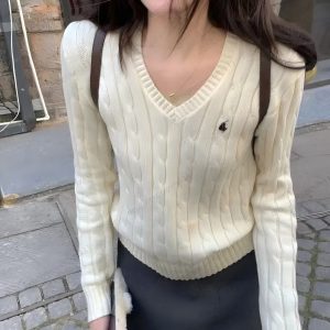 Cashmere sweater Womens sweater Designer brand retro pullover sweater classic embroidery LOGO crew neck sweater casual sports fashion POLO sweater