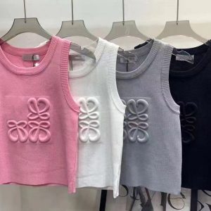 Summer fashion tank top women female knitted designer vest sexy embroidery inlaid diamond vest ventilation woven top
