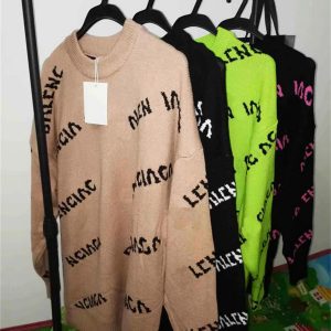 Mens Sweaters Casual Knitting Dresses Pullover Sweater Long Sleeve Knits Autumn Winter Letter Pattern women tops classic collar cotton men coat jackets
