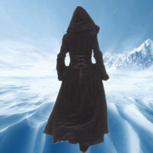 Women039s Wool Blends Women Autumn Winter Vintage Coat Steampunk Floor Length Hooded Medieval Warm Fur Trim Maxi Gothic Witch