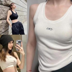 Original standard the same Womens Tanks LO Classic Embroidery Women camisole designer high-end luxury knitted pure cotton suspenders sexy t short