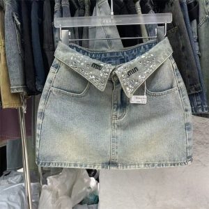 Summer Denim Skirts: Sexy Short Denim Skirt, Designer Denim Mini Skirt, High Waist Light Blue Denim Skirt for Women