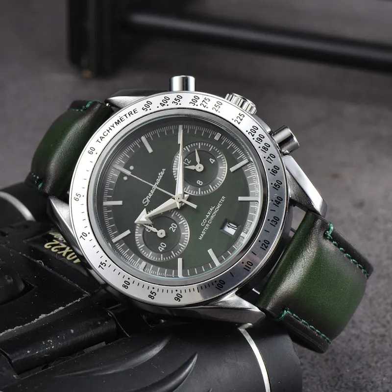 Watch for Men Mens Watch Five needles All dials work Quartz WatchES Top Luxury Brand Clock Chronograph Fashion Steel And Leather Strap Speedmaster Bes