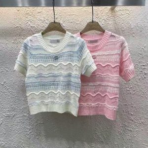 Designer Women's Knit T-Shirt Luxury Classic Letter T-Shirt Man Summer Short Sleeve Fashion Cotton High Quality
