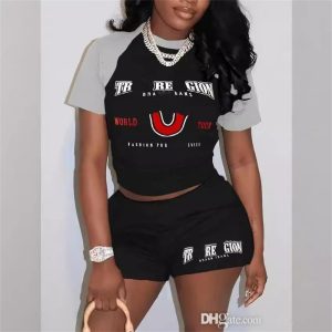 Summer Womens Designer Tracksuit Fashion Printed Two Piece Set Women Short Sleeve T-shirt And Shorts Trendy Casual Sweatsuit Sport Track Suit