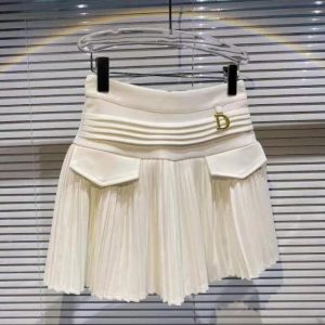 2024 new Black sexy street casual designer skirts women's high-waisted metal letter D pendant to prevent light out mini skirt