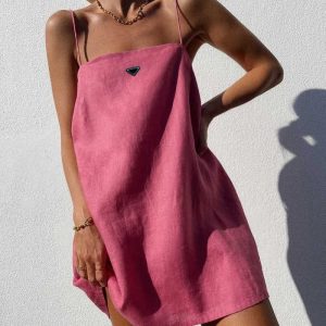 Basic & Casual Dresses Designer Brand Women's Cotton Leprosy Dress suspender Comfortable Vacation Dress 5UEU