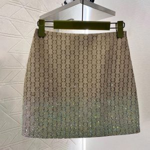 High quality designer ladies elegant slim fit club short skirt sexy dinner party diamond studded letter street mini skirt