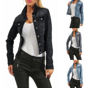 Harajuku Vintage Women Jean Jacket Casual Blue Black Denim Jacket Coat Spring Autumn Korean Fashion streetwear Demin