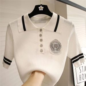 2026 New Korean Retro Collar Fashionable Versatile Small Size Slimming Stylish Short Knit Sweater Womens