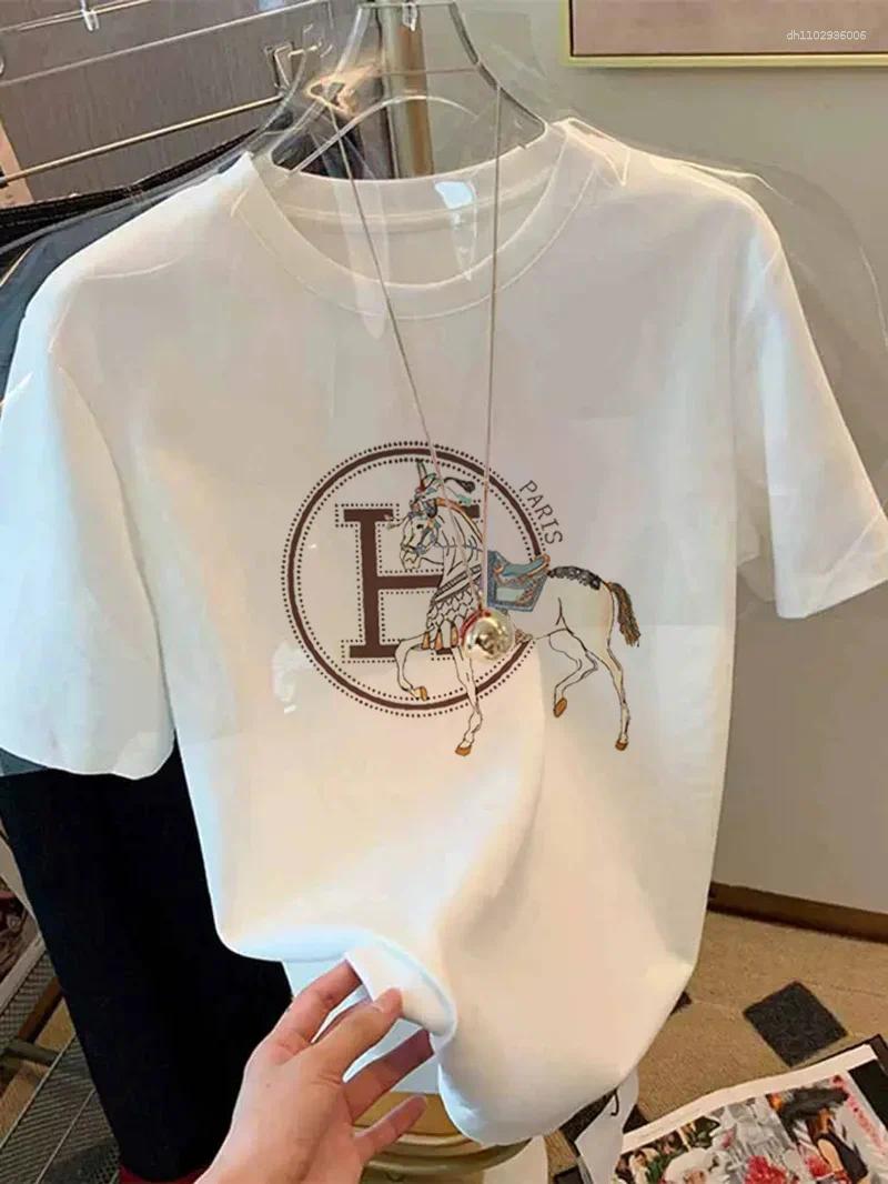 Women's T Shirts White Ladies Summer Versatile Women Clothing Fashion Harajuku Personality Graphic Aesthetic Clothes Vintage Top