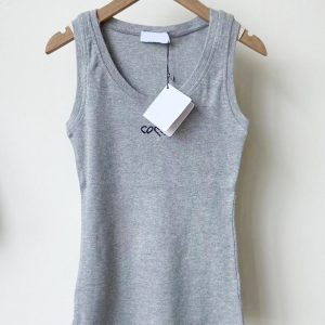 Designer Embroidery T Shirts Women Knits Tank Top Vest Sleeveless Breathable Knitted Pullover Womens Sport Tops For 2025 Summer