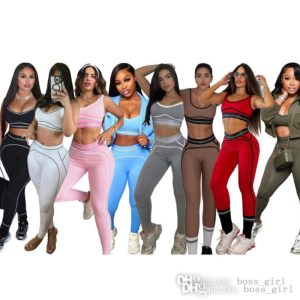 Women Tracksuits Two Pieces Set New Fashion Designer Gathering Sports Tank Top High Waist Hip Lifting Abdominal Compression Fitness Set 23 Styles