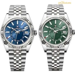 NEW Watch Designer SKY 42mm Small Dial working Rotatable Bezel Automatic Mechanical movement Stainless steel jubilee Strap Mens watches