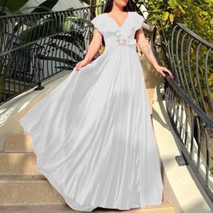 European and A women's V-necaf edge skirt dress dress dress dress