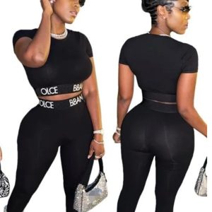 Designer Womens Tracksuits Mujer Casual Outfits Two Piece Set Printed Letter Short Sleeve Crop Top Plus Size Clothing Sportwear Yoja Sets Femme