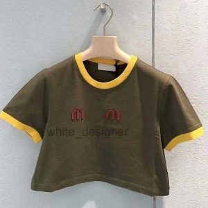 Luxury Women T shirt fashion tees spring new white shoulder short sleeved T-shirt for women niche unique and chic short top with contrasting colors tops