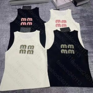 Designer Tops women Tank Top Shirts Designer Embroidery BeadingTop Womens Tanks Croptop Vest Summer Slim Sleeveless Breathable Knitted Pure Cotton Pullover Shirt