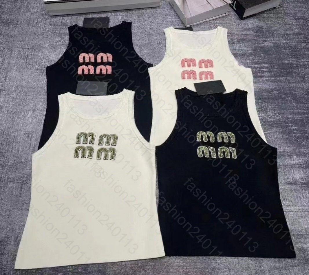 Designer Tops women Tank Top Shirts Designer Embroidery BeadingTop Womens Tanks Croptop Vest Summer Slim Sleeveless Breathable Knitted Pure Cotton Pullover Shirt