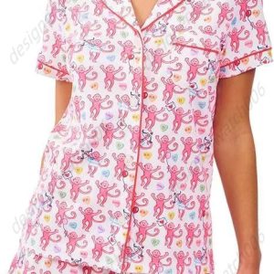 Designer Rollers Rabbits Pjs Set Womens Cute Pants Pamas Monkey Prefabricated Pama Short Shirt Shorts Set Casual Wear Fashion Matching Home Pajamas Adults Women 6ca