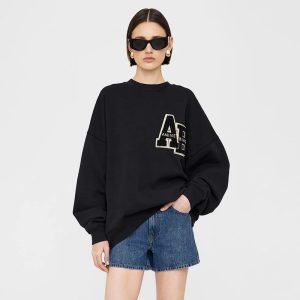 Black Hoodie Designer Women's Hoodies 100%Cotton W ith Embroidered Numbers Spring Fall Collection Women's sweater
