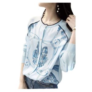 New Casual Soft Knit bottoming shirts Sweater cardigans sweater Tees Basic shirts knitted Tops Spring Print Cardigans Lady's Air-Condition Tops