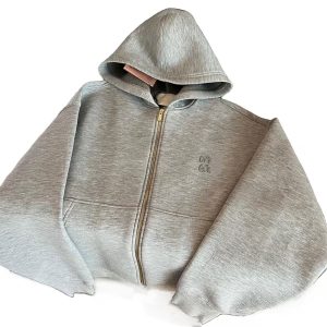 2026 hoodie zip up hoodie Women Hooded Zipper Gray Designer Autumn Spring Long Sleeve Sweatshirt Jackets Luxury Preppy Coats designer hoodie for women