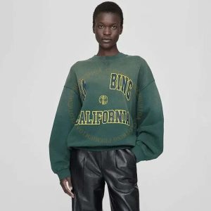 Designer Aninelys Binglys Sweater Vintage Washed Cotton Street Casual Round Neck A Bing Alphabet Graffiti Printed Hoodie Suitable Sports Leisure Sweatshirt 75e