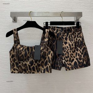 Brand pants set Women two-piece Designer Tube top suspender top fashion logo Leopard shorts with high waist wide legs suit women 2pcs Apr 25