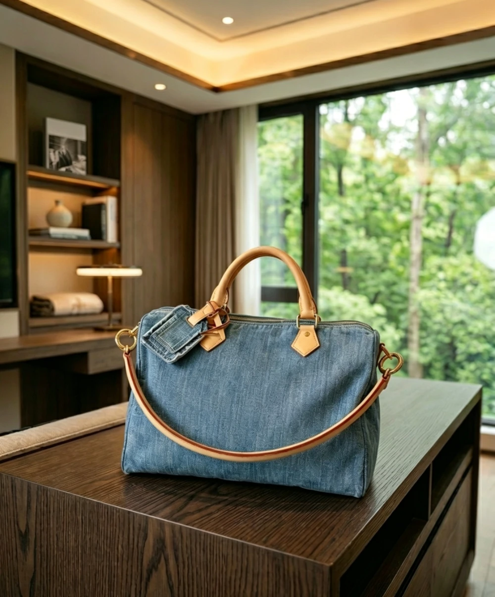 Size: 30-21-17cm No Box Fashion Soft Blue Denim Women Handbag 26 New High Quality Large Capacity Casual Shoulder Travel Bag T10 - AliExpress Women's Handbags